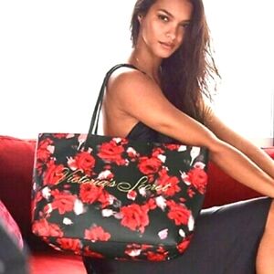 Victoria’s Secret Roses Large Tote Bag with Gold Logo Limited Edition